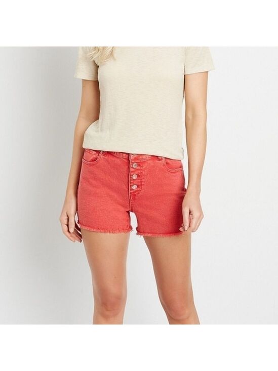 Maurices Pants - Maurices High Rise Red Button Fly Fray 3.5" Short